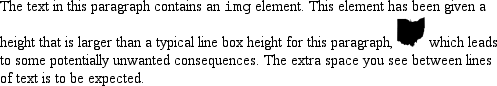 替换元素可以增加行框的高度，但不影响line-height值